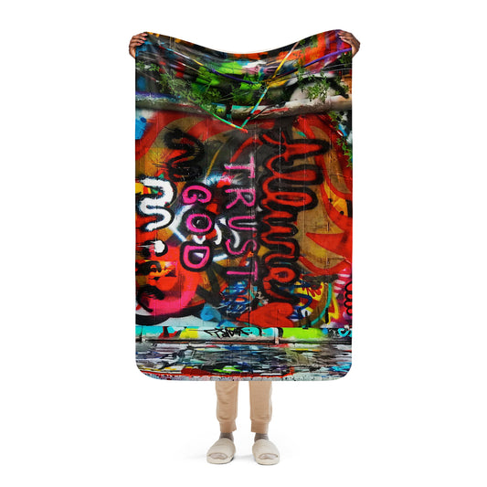 Trust God Sherpa blanket