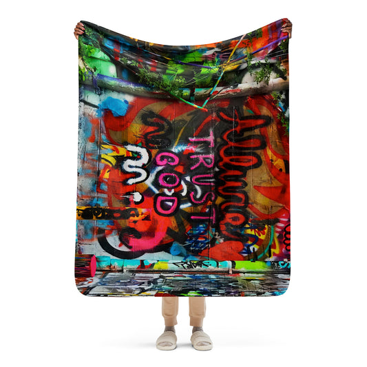 Trust God Sherpa blanket