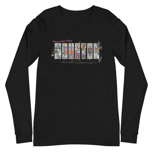 Houston Post Card Style Long Sleeve Tee (unisex)