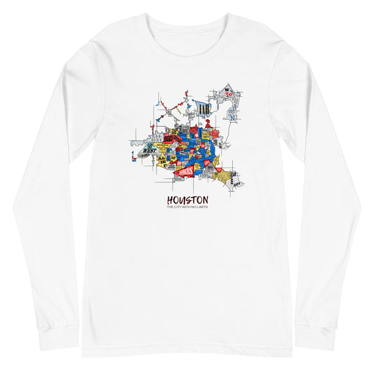 Houston Map Long Sleeve tee (unisex)