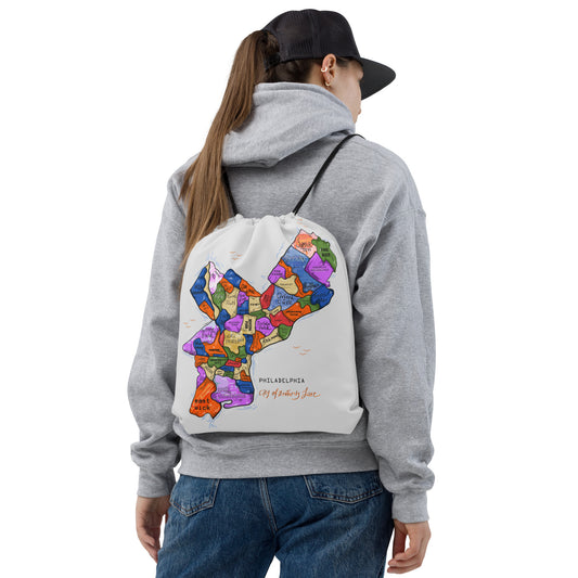Philly Map Drawstring bag