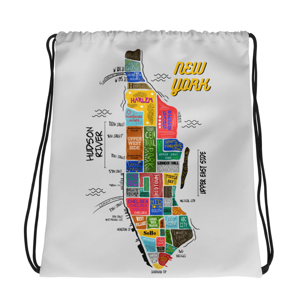 NYC map Drawstring bag