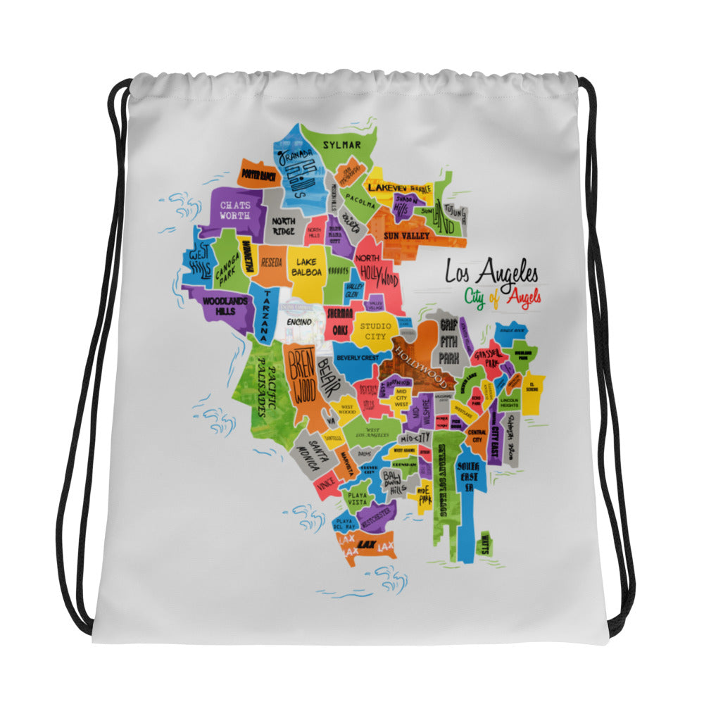 Los Angeles Map Drawstring bag