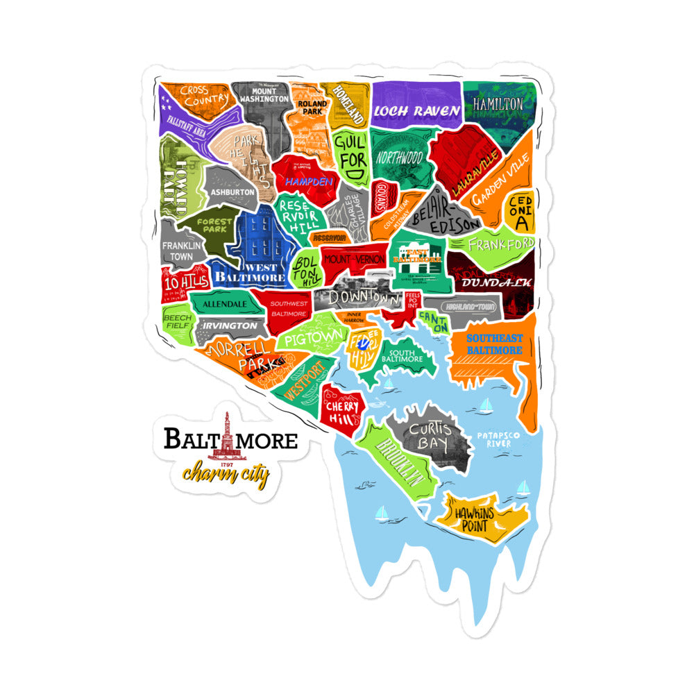 Baltimore map Stickers