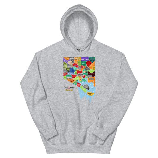 Baltimore map Hoodie (unisex)
